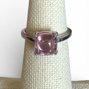 Sterling Silver Pink Glass Ring – UV Reactive Manganese Glass